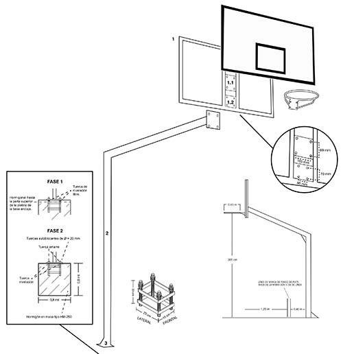 Canastas Baloncesto Monotubular Fijas - Imagen 2