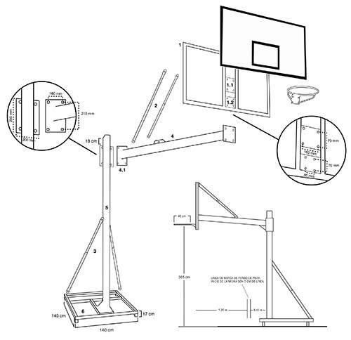 Canastas Baloncesto Monotubular Trasladables DELUXE - Imagen 2