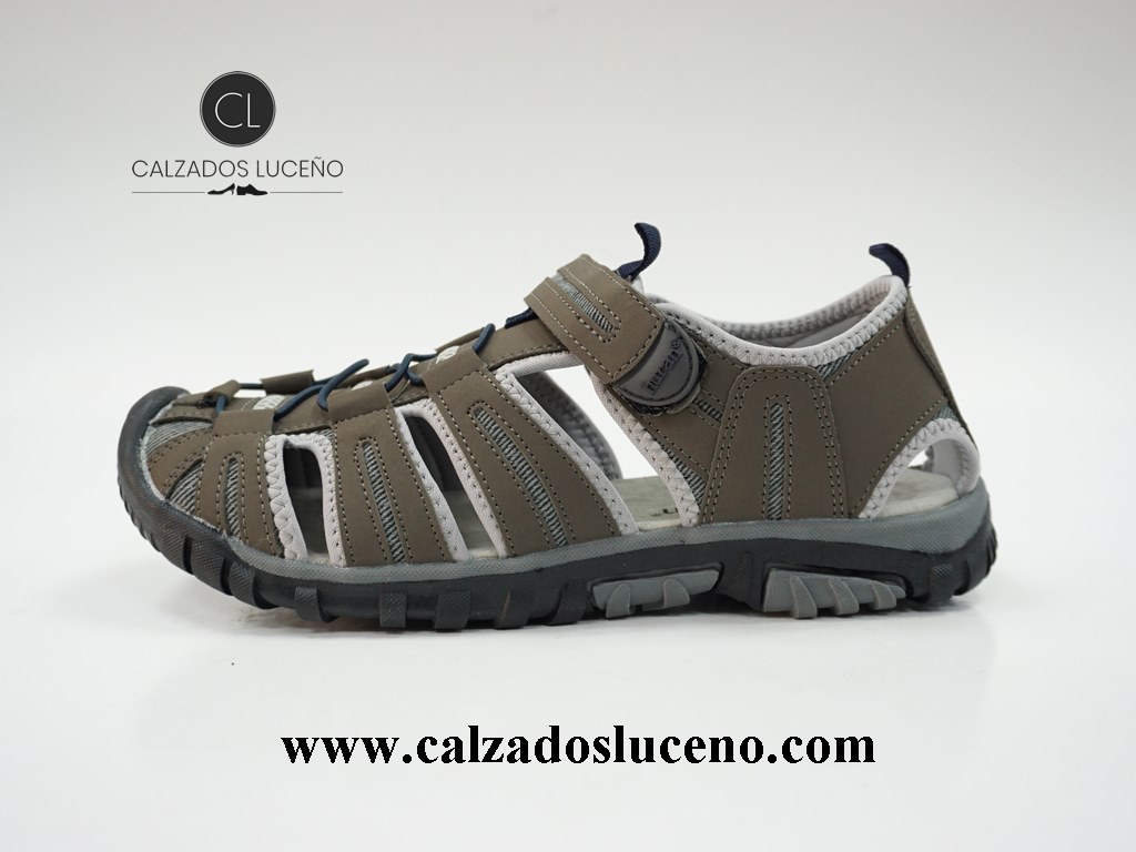 Huran Sandalia Hombre Cerrada Velcro Gris