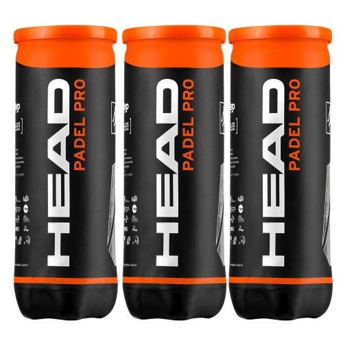 Lote 3 Botes Pelotas Padel HEAD PADEL PRO